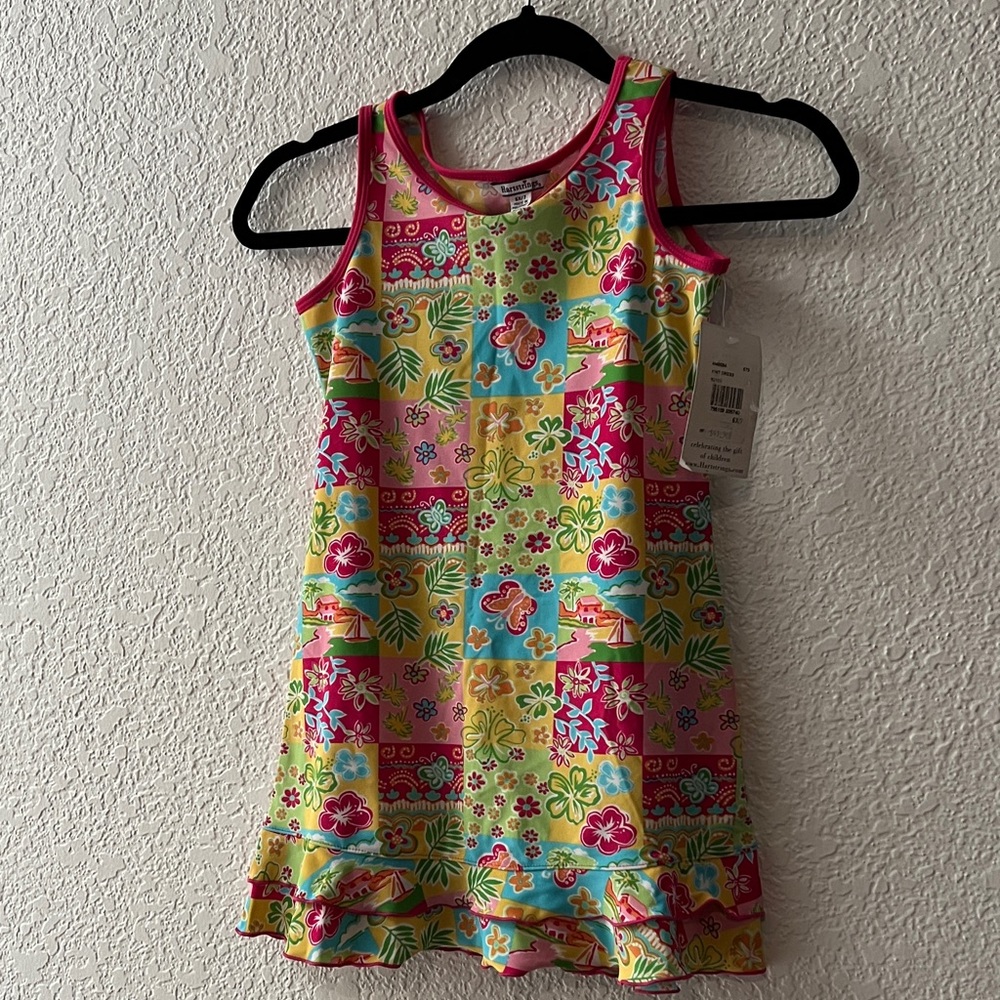 Hartstrings Pink and Yellow Floral Kids Dress